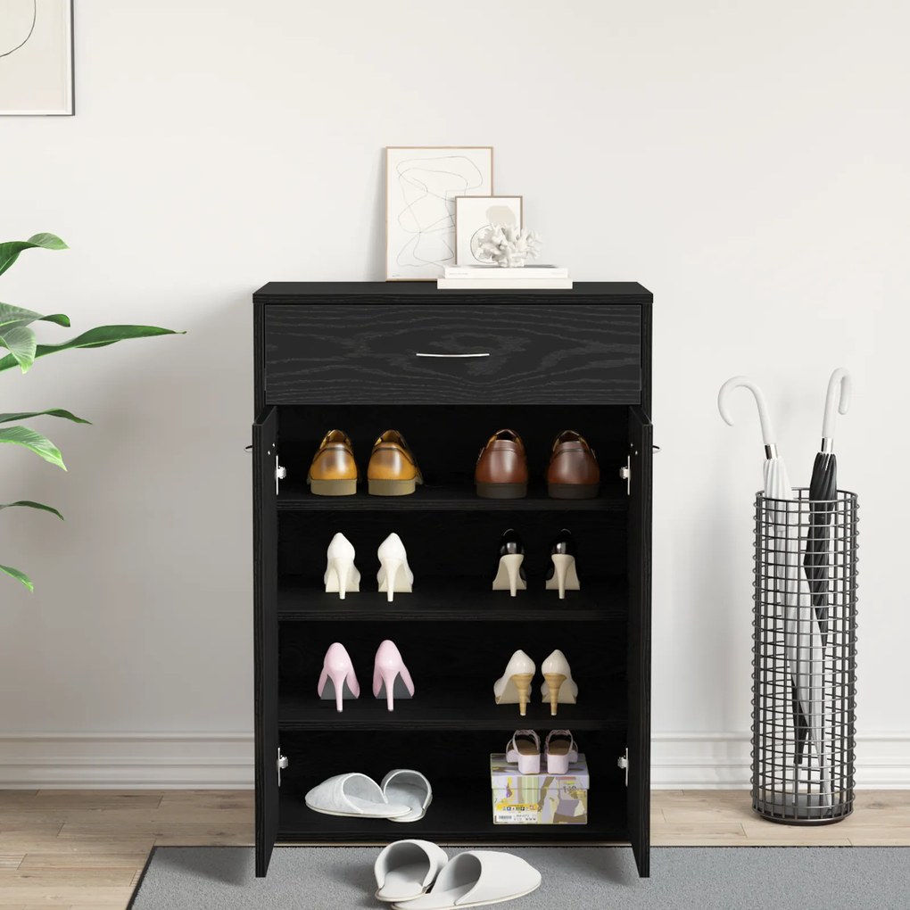 vidaXL Ντουλάπι Παπουτσιών Μαύρο Δρυς 60x35x84 εκ από Ξύλο