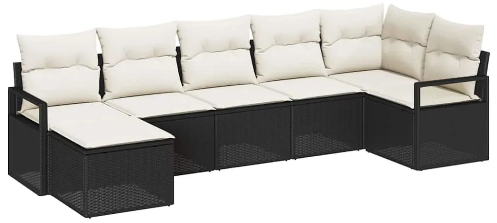 vidaXL Σετ Καναπέ Κήπου 7 pcs Μαύρο Πολυ ράταν
