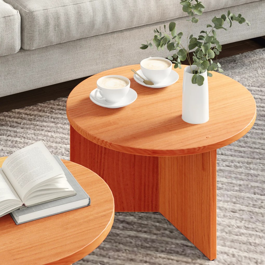 vidaXL Σετ Τραπεζιού Για Καφέ 2 pcs Καφέ κεριού 49 x 49 x 28 εκ