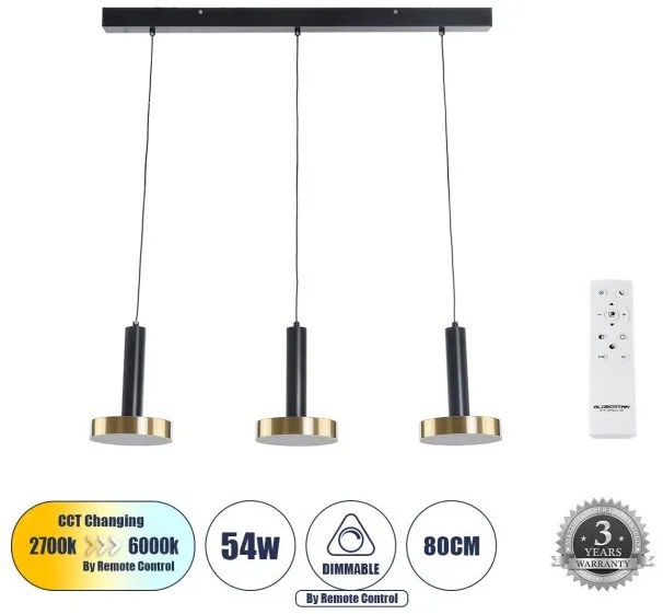 Κρεμαστό Φωτιστικό Design Μαύρο &amp; Χρυσό ZANE 60936 Globostar-60936-Μαύρο-Χρυσό 60936