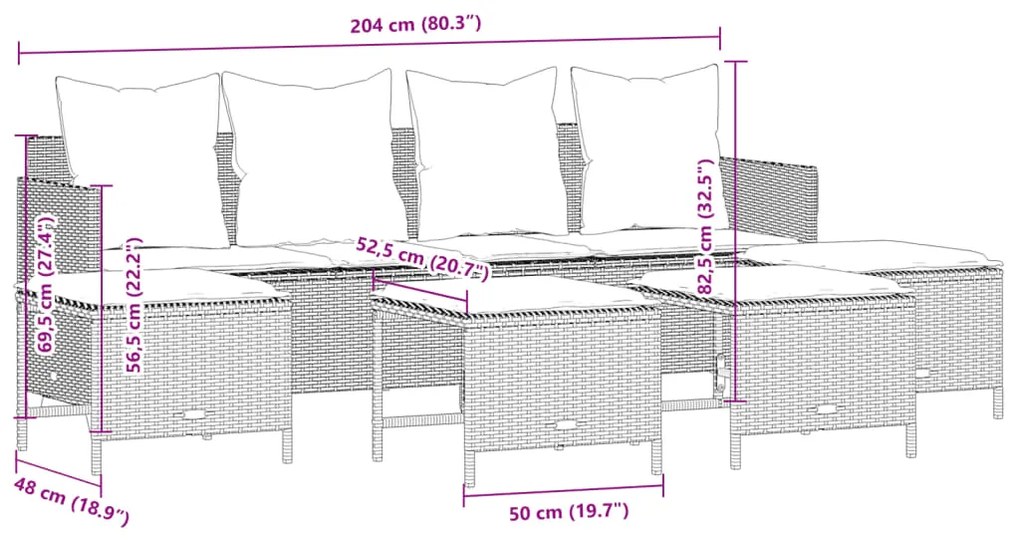 vidaXL Σετ Καναπέ Κήπου 5 τεμ. Μπεζ Συνθετικό Ρατάν με Μαξιλάρι
