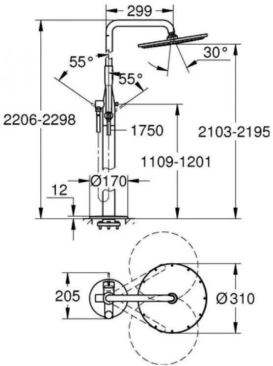 Επιδαπέδια κολώνα ντουζ Grohe Essense