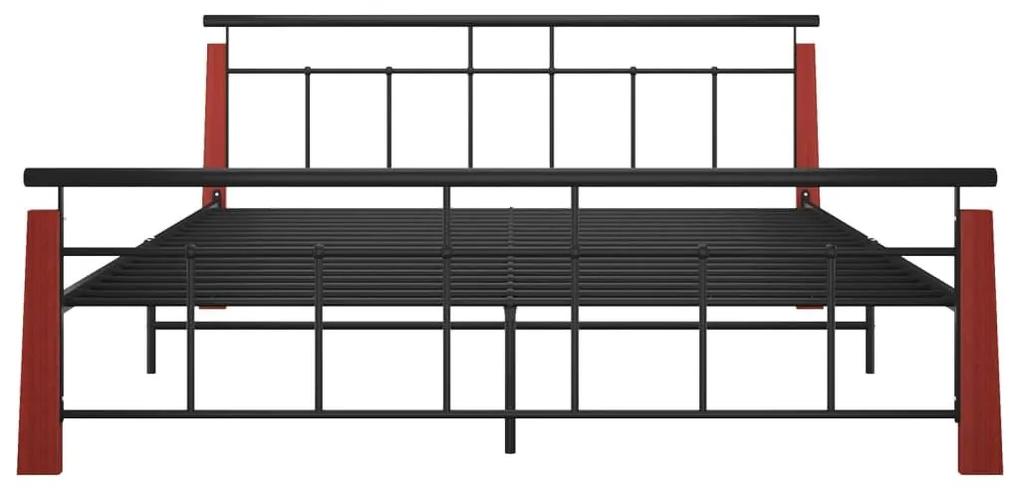 Πλαίσιο Κρεβατιού 180 x 200 εκ. Μέταλλο/Μασίφ Ξύλο Δρυός - Μαύρο