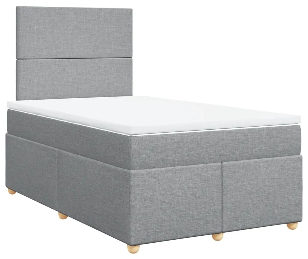 vidaXL Κρεβάτι Boxspring με Στρώμα Ανοιχτό Γκρι 120x200 εκ. Υφασμάτινο