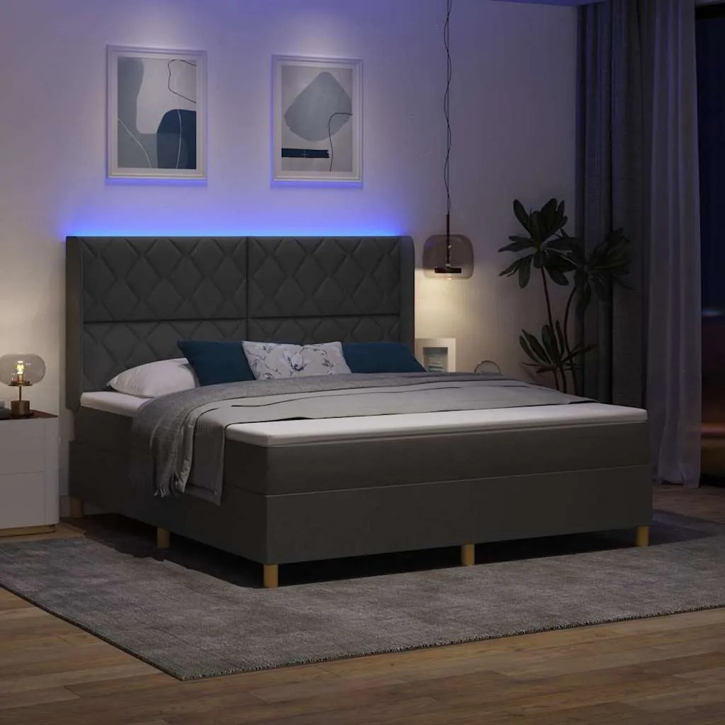 vidaXL Κρεβάτι με ελατήρια με στρώμα Γκρι 180 x 200 cm ύφασμα