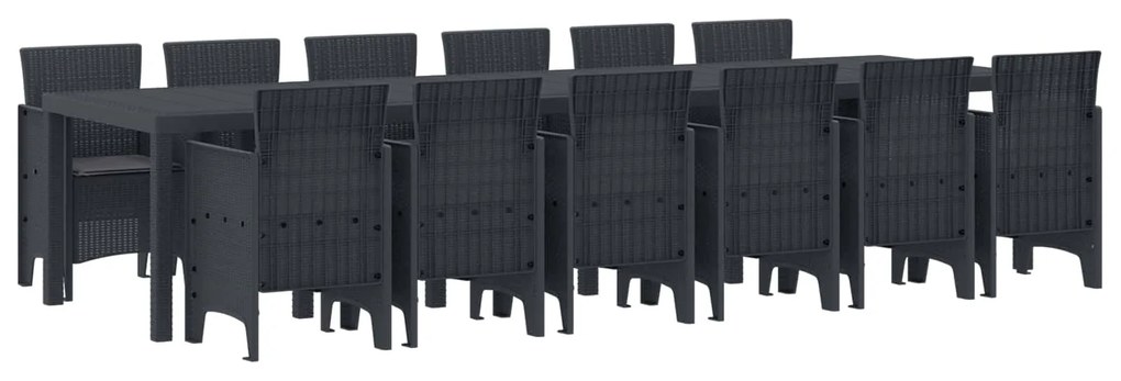 Σέτ φαγητού για κήπο 13 pcs Ανθρακί Rattan Polt