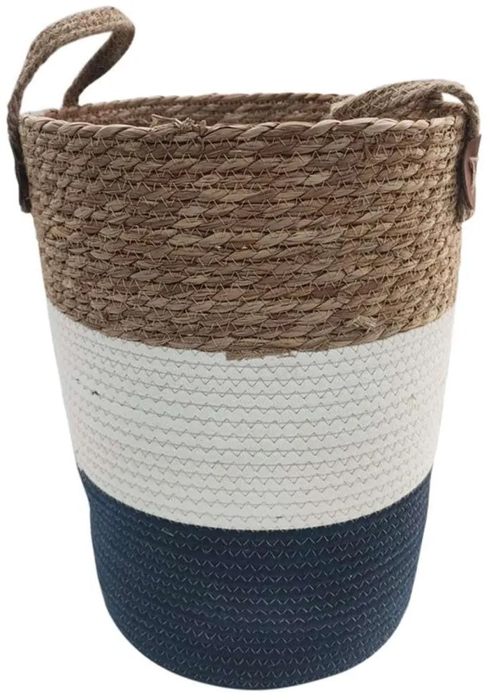 Καλάθι 00.06.61223 Φυσικό 30x42-54cm Ψάθινο White-Blue Ψάθα