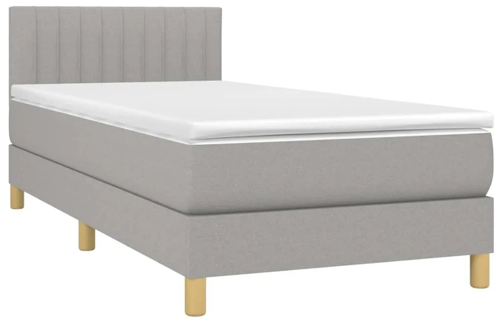 Κρεβάτι Boxspring με Στρώμα &amp; LED Αν.Γκρι 90x200 εκ. Υφασμάτινο - Γκρι