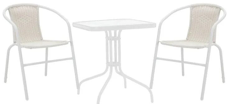 Σετ κήπου - Τραπεζαρία Watson - Obbi μέταλλο - γυαλί λευκό 70x70x70 εκ. 70x70x70 εκ.