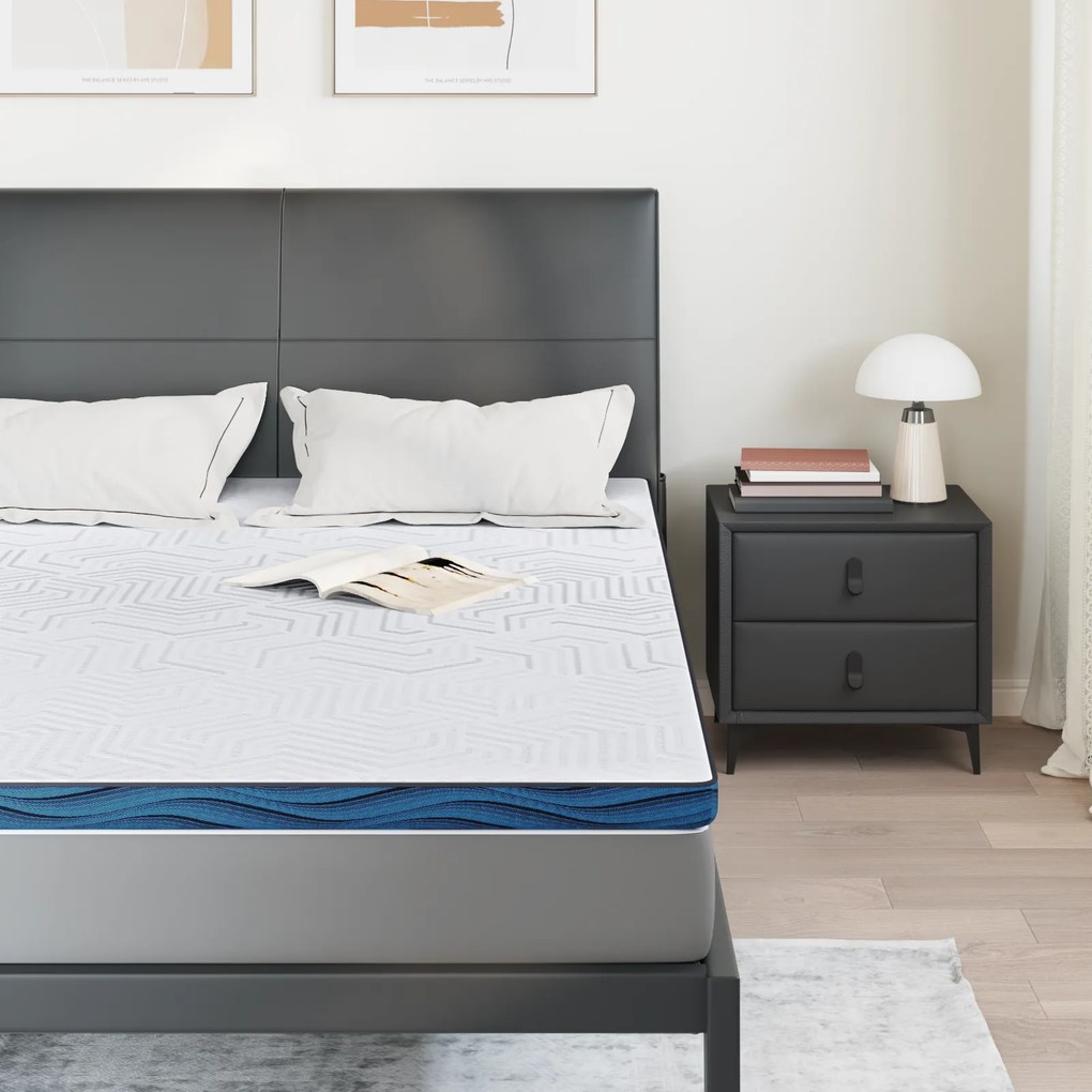 vidaXL Στρώματα Λευκό και Μπλε 140 x 190 cm