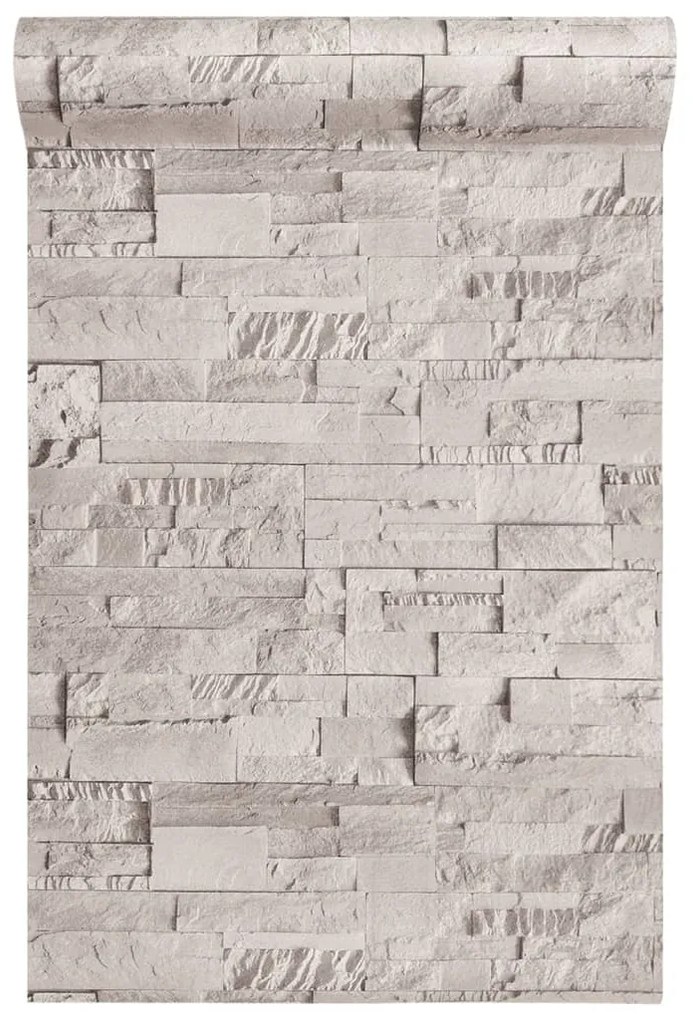 vidaXL Ταπετσαρία 3D με Σχέδιο Πέτρας Κρεμ 10x0,53μ Non-woven