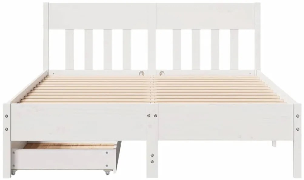 vidaXL Σκελετός Κρεβ. Χωρίς Στρώμα Λευκό 135x190 εκ Μασίφ Πεύκο