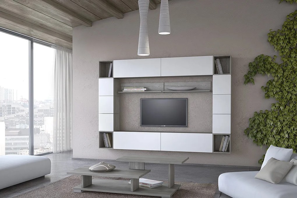 Σύνθεση σαλονιού "SMART 8D" σε χρώμα σταχτί-λευκό