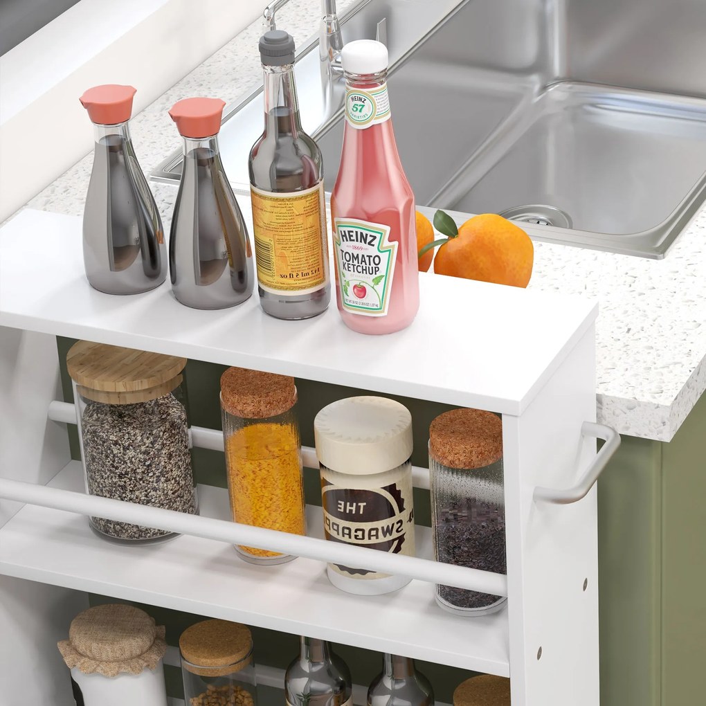 HOMCOM Πολυλειτουργικό ράφι με ροδάκια, στενό σχεδιασμό, 4 ράφια, 45x15x91 cm, Λευκό