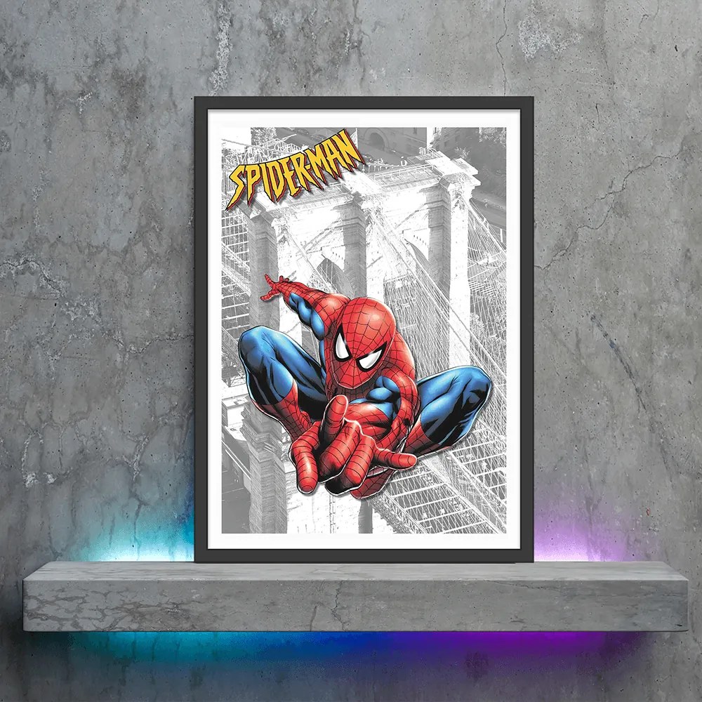 Πόστερ &amp;  Κάδρο Comic Spiderman CM019 22x31cm Μαύρο Ξύλινο Κάδρο (με πόστερ)