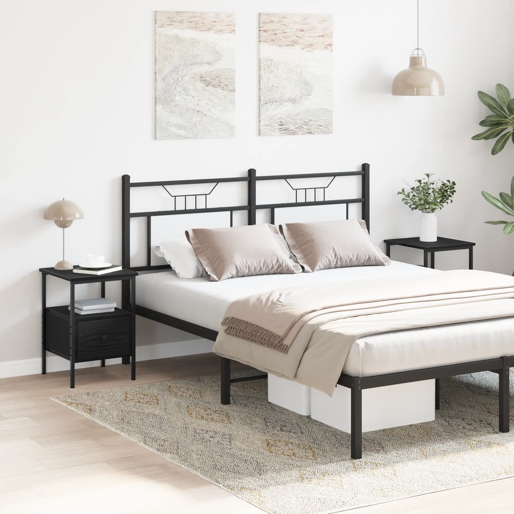 vidaXL Κομοδίνα 2 τμχ Μαύρη Βελανιδιά 34x36x50 εκ Επεξεργασμένο Ξύλο