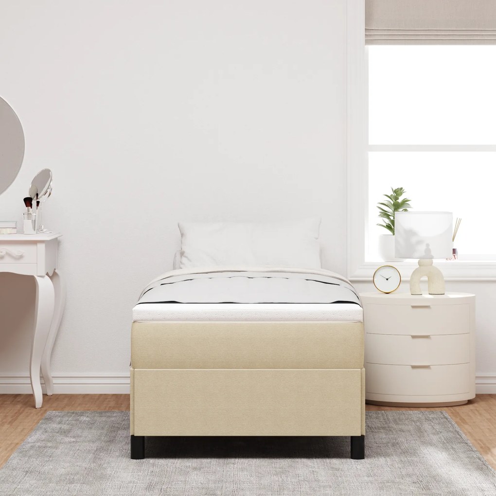 vidaXL Κρεβάτι Φωτεινό Πράσινο Γκρι 90x190 εκ. Καπιτονέ Ύφασμα