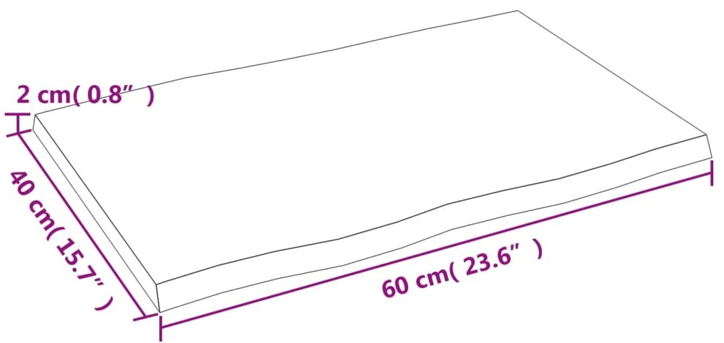 Επιφ Τραπεζιού Αν Καφέ 60x40x2εκ. Επ Μασίφ Ξύλο Δρυός Live Edge - Καφέ