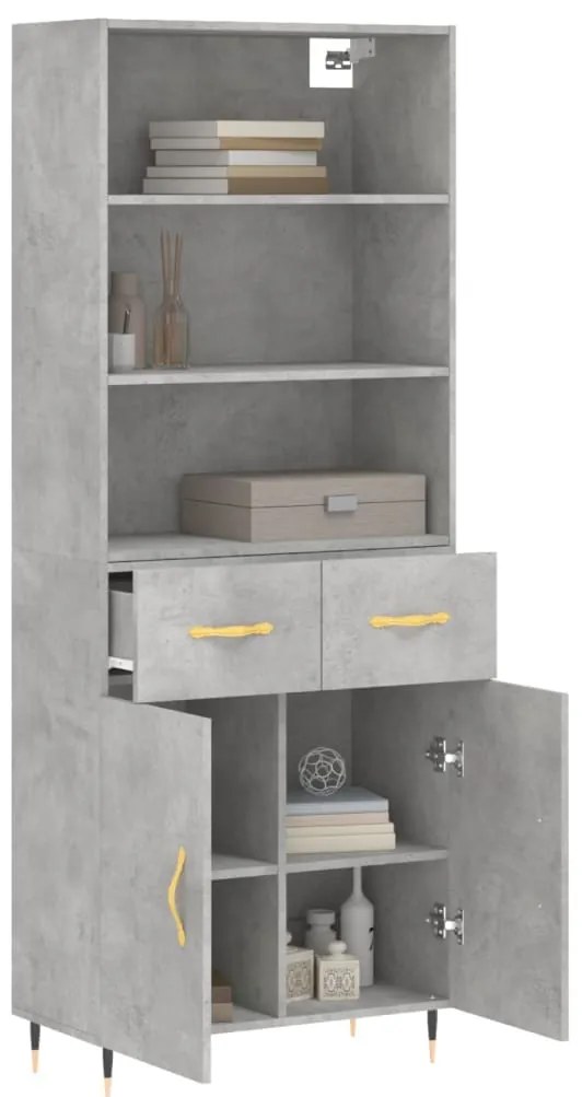 vidaXL Ντουλάπι Γκρι Σκυροδέματος 69,5x34x180 εκ. Επεξεργασμένο Ξύλο