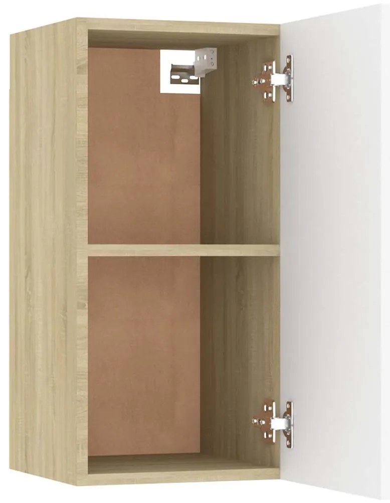 vidaXL Έπιπλα Τηλεόρασης 2 τεμ. Λευκά &amp; Δρυς 30,5x30x60εκ. Επεξ. Ξύλο