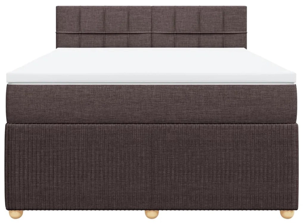 vidaXL Κρεβάτι Boxspring με Στρώμα Σκούρο Καφέ 140x200 εκ Υφασμάτινο