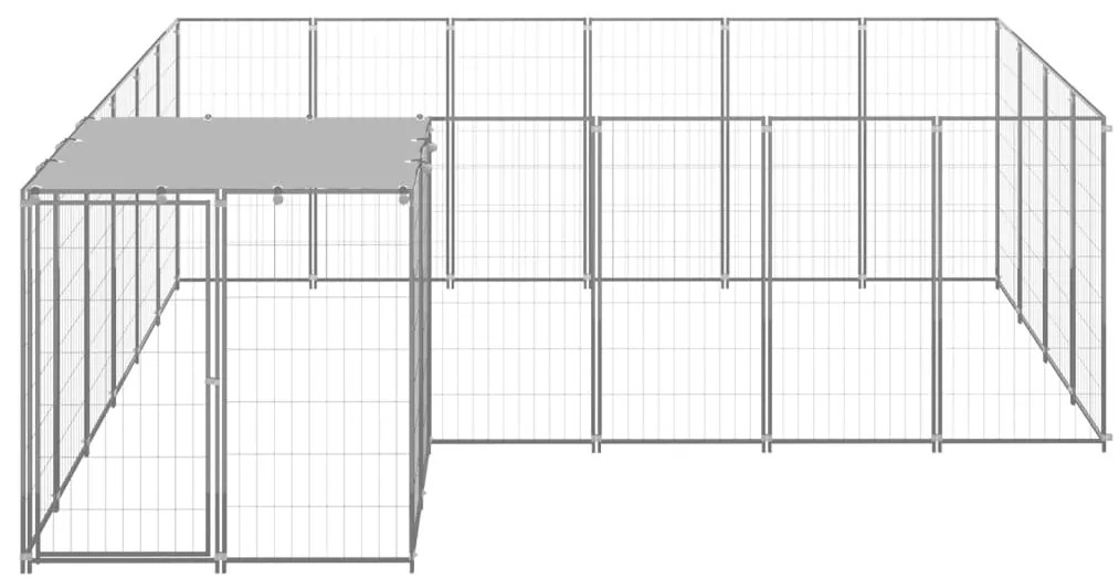 vidaXL Σπιτάκι Σκύλου Ασημί 8,47 μ² Ατσάλινο