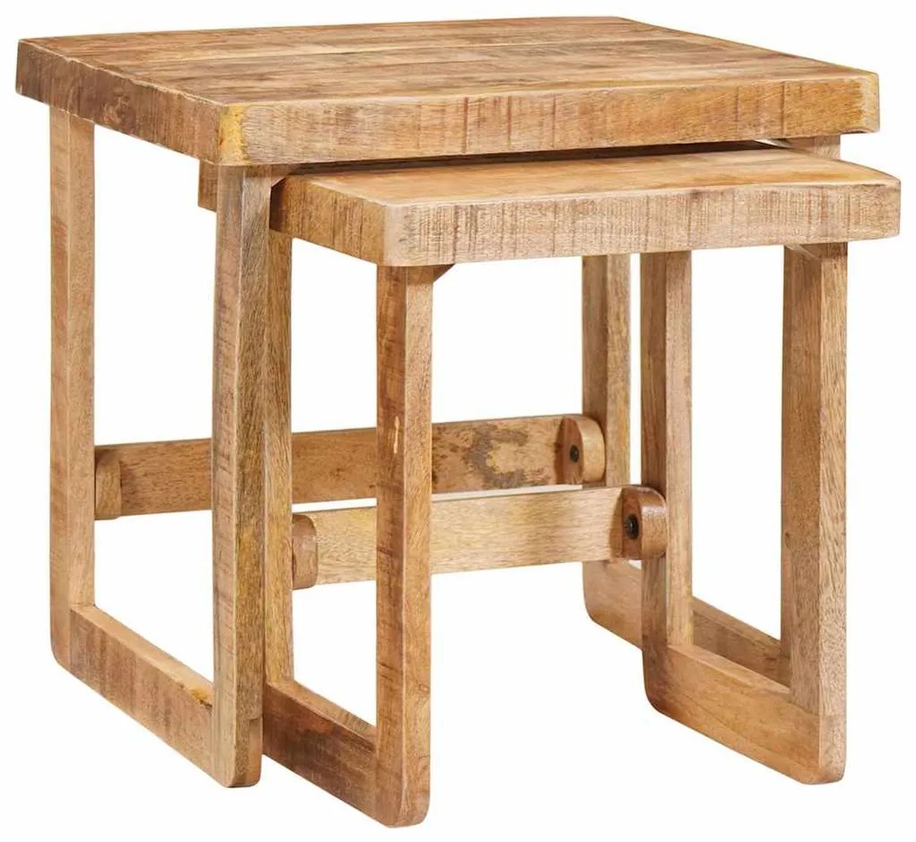 Ένθετα τραπέζια 2 pcs Καφέ 46 x 46 x 45 εκ. Στερεό ξύλο μάνγκο