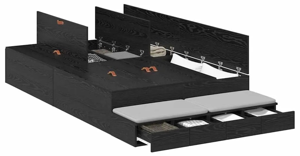 vidaXL Κρεβάτι με αποθηκευτικό χώρο με συρτάρι με πόρτα Μαύρη δρυς