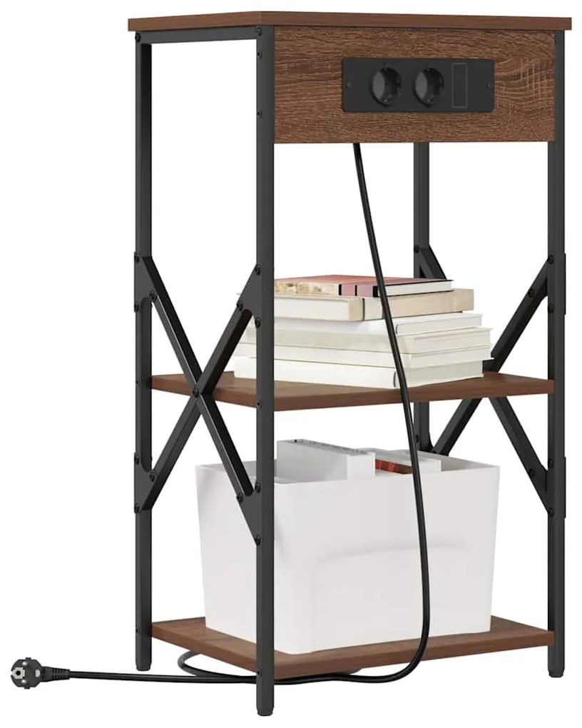 vidaXL Κομοδίνο 2 pcs Καφέ δρυς 41 x 31 x 76 εκ. Επεξεργασμένο ξύλο