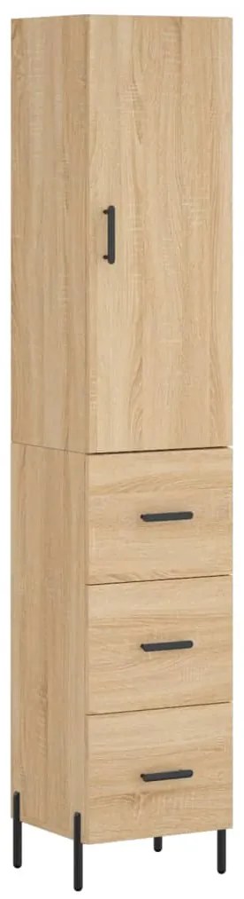 vidaXL Μπουφές Sonoma δρυς 34,5 x 34 x 180 εκ. από Επεξεργασμένο Ξύλο