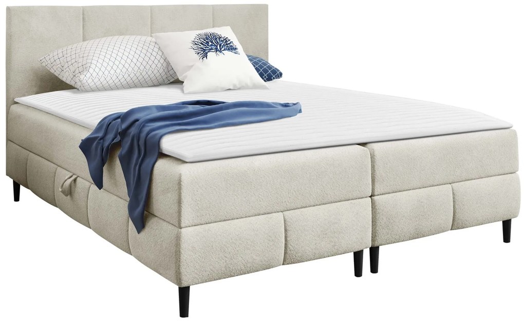 Επενδυμένο κρεβάτι Box Best II-Krem-180 x 200 - 182.00Χ206.00Χ88.00cm
