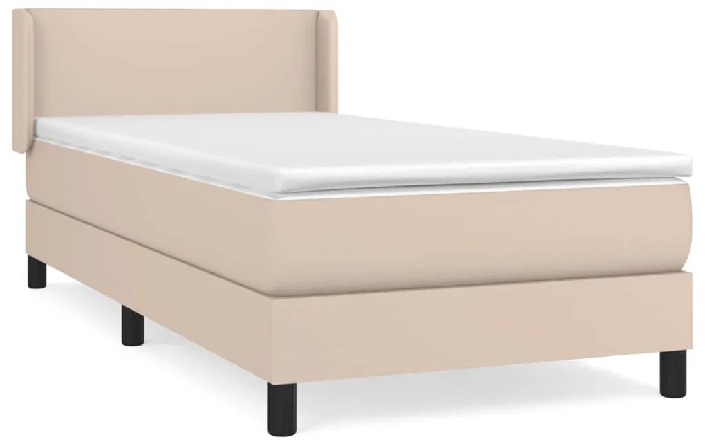 vidaXL Κρεβάτι Boxspring με Στρώμα Καπουτσίνο 90x190εκ.από Συνθ. Δέρμα