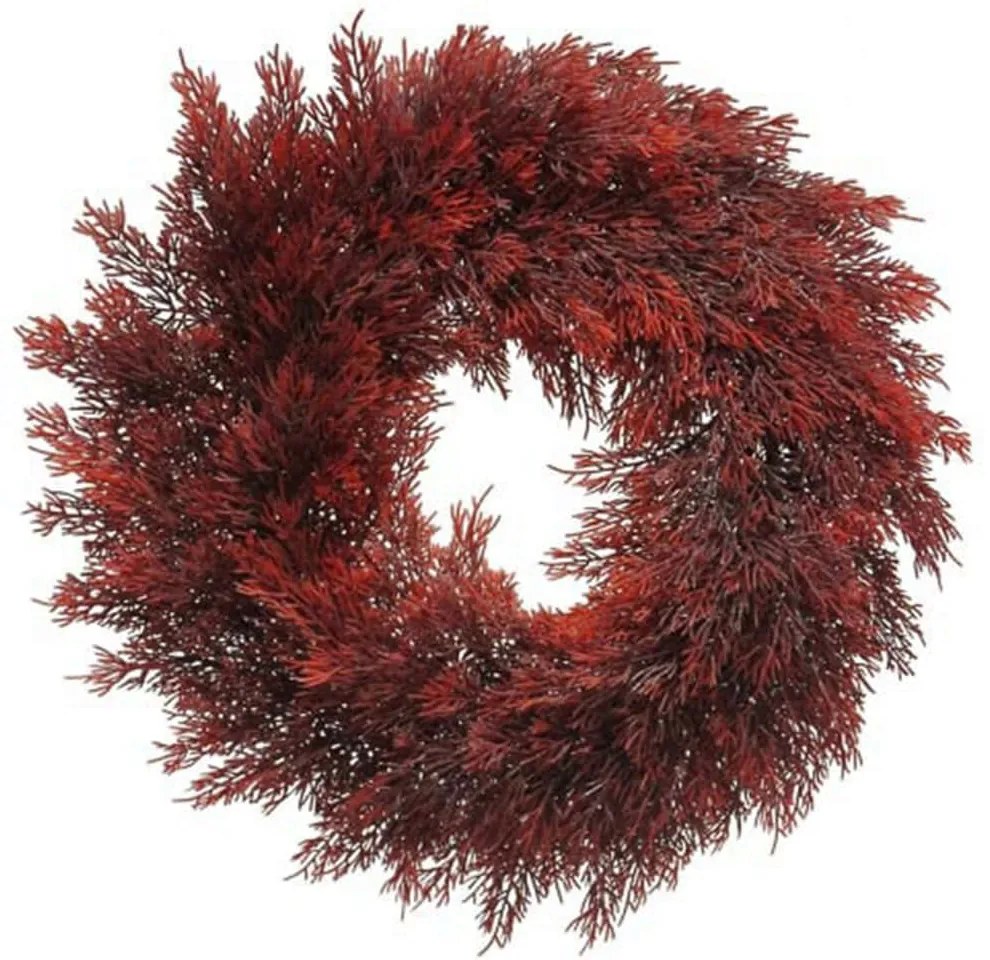 Τεχνητό Στεφάνι Κυπαρίσσι 4890-7 Φ22cm Red Supergreens Πολυαιθυλένιο