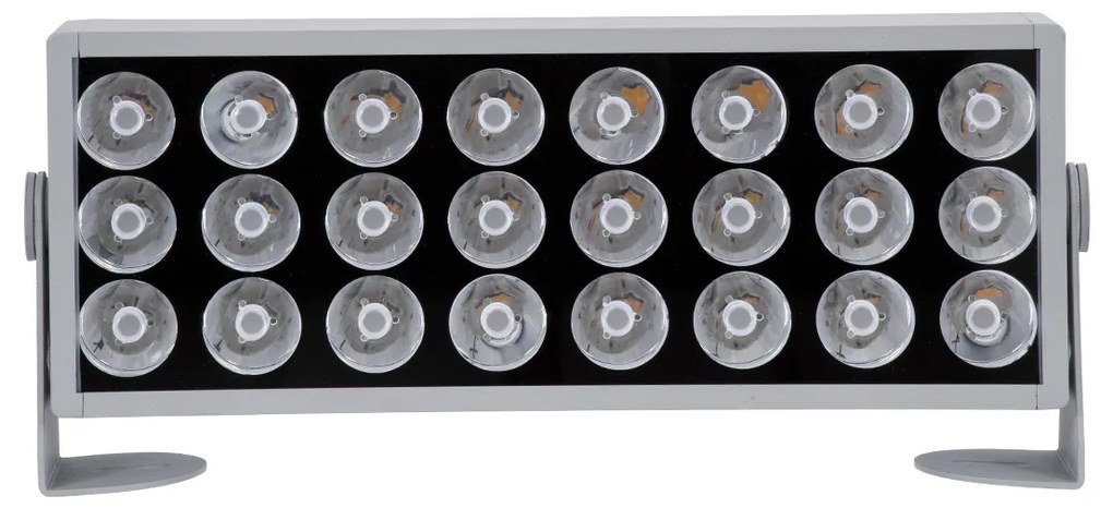 GloboStar FLOOD-ZENA 90219 Προβολέας Wall Washer για Φωτισμό Κτιρίων LED 60W 5400lm 3° DC 24V Αδιάβροχο IP65 L37 x W9 x H26.5cm Θερμό Λευκό 2700K - Ασημί - 3 Years Warranty