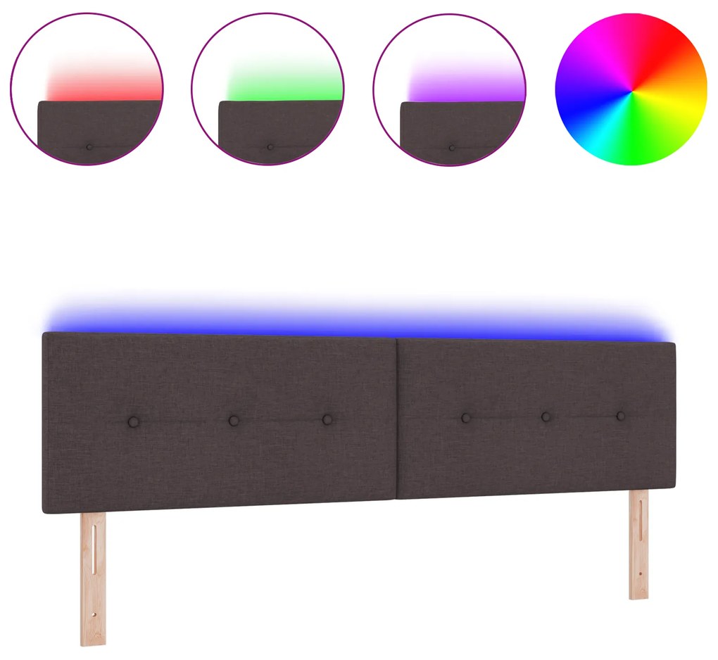 vidaXL LED Κεφαλάρι με Κουμπιά Σαλονιού Καφέ 90 εκ Υφασμάτινο