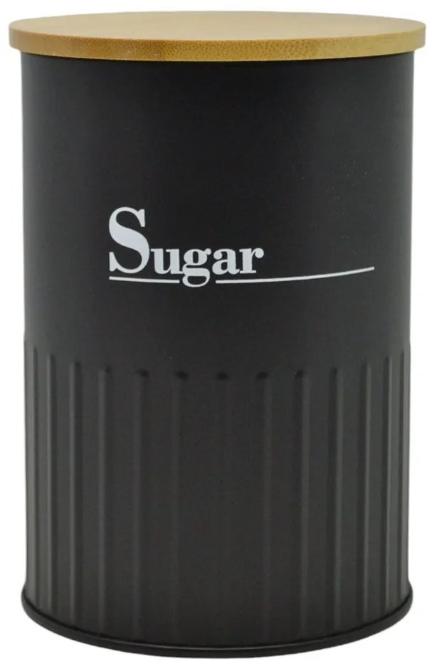 Βάζο Αποθήκευσης Ζάχαρης Sugar 837717 Φ9,5x13cm Natural-Black Ankor Μέταλλο,Bamboo