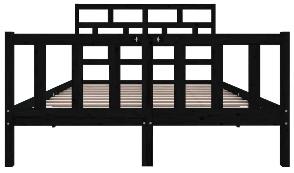 vidaXL Πλαίσιο Κρεβατιού Μαύρο 140 x 200 εκ. από Μασίφ Ξύλο Πεύκου