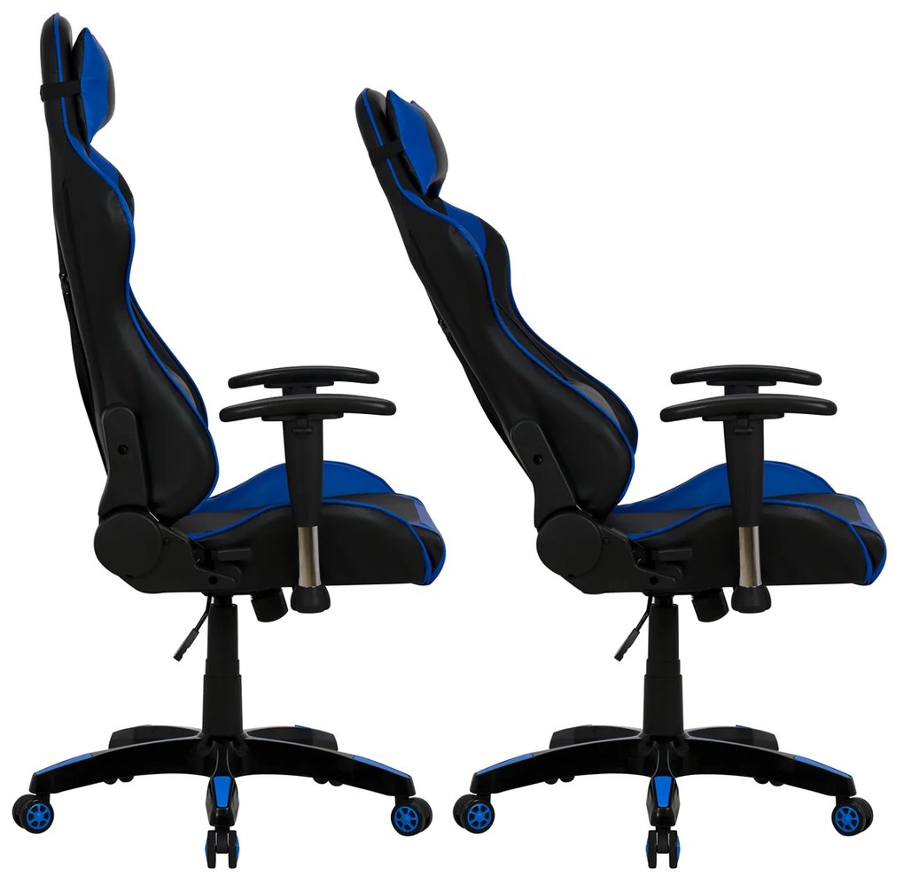 Πολυθρόνα Γραφείου Gaming Zayn Μαύρο-Μπλε Pu 67x70x134 Cm