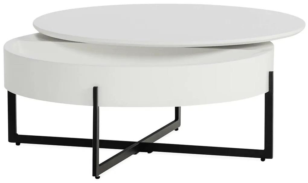 Πολυμορφικό τραπέζι σαλονιού Charleston 257, Ματ άσπρο, Μαύρο ματ, 37cm, 19 kg, Ινοσανίδες μέσης πυκνότητας, Στρόγγυλος | Epipla1.gr