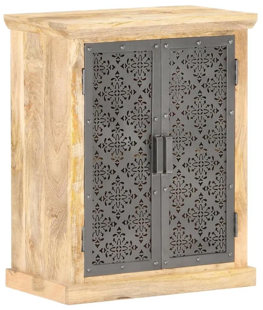 Ντουλάπι 60x35x75 εκ. από Μασίφ Ξύλο Μάνγκο με Ατσάλινες Πόρτες - Μαύρο