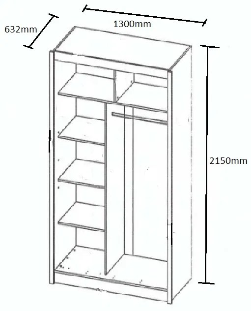 Ντουλάπα Δίφυλλη Ilona Σοκολά 130x61x215εκ MDF - TO-ILO130W - TO-ILO130W