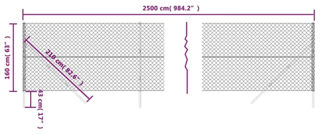 Συρματόπλεγμα Περίφραξης Ανθρακί 1,6 x 25 μ. - Ανθρακί