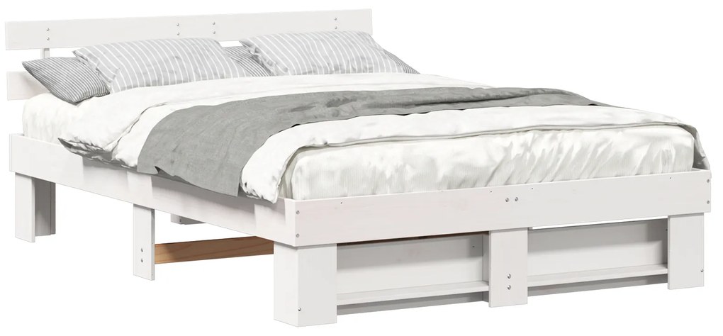 vidaXL Σκελετός Κρεβατιού Λευκό 160 x 200 cm Μασίφ ξύλο πεύκου