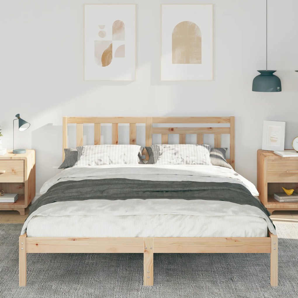 vidaXL Σκελετός Κρεβατιού Καφέ 160 x 200 cm Συμπαγές ξύλο πεύκου