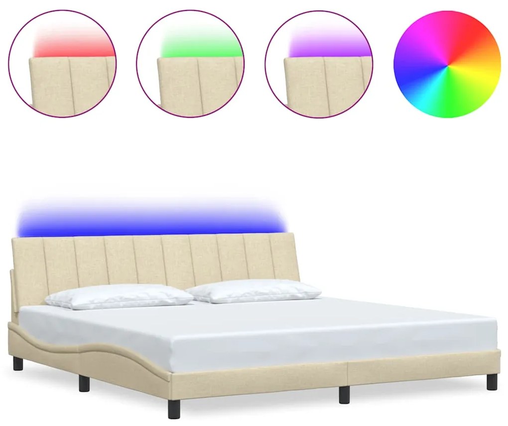 vidaXL Σκελετός Κρεβατιού Χωρίς Στρώμα Hanko Κρεμ 200x200 εκ. Υφασμάτινο