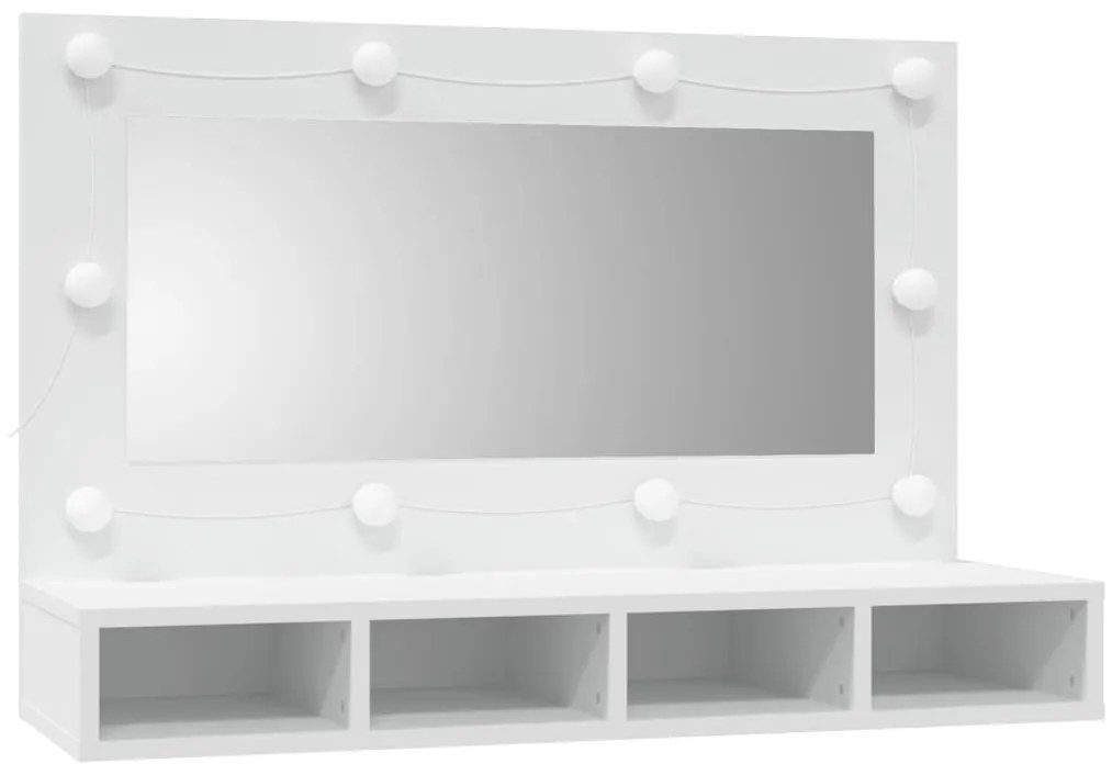 vidaXL Έπιπλο Καθρέπτη με LED Λευκό 90x31,5x62 εκ.