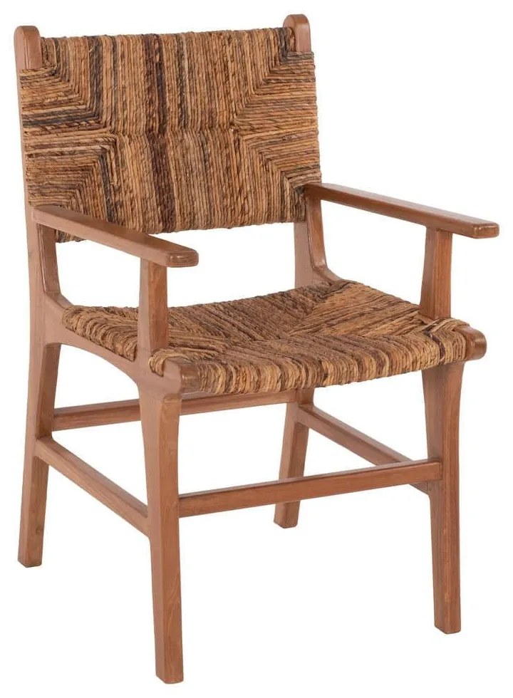 Πολυθρόνα Τραπεζαρίας HM9400.01 54x58x86,5cm Από Ξύλο Teak Ψάθα Walnut Wood, Mat