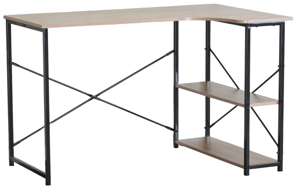 Γραφείο ArteLibre KELSTON Με Ράφια Δρυς/Μαύρο Μοριοσανίδα/Μέταλλο 120x73x75cm