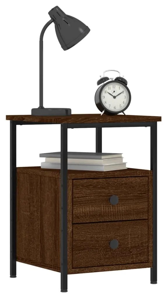 vidaXL Κομοδίνο Καφέ Δρυς 34 x 35,5 x 50 εκ. από Επεξεργασμένο Ξύλο