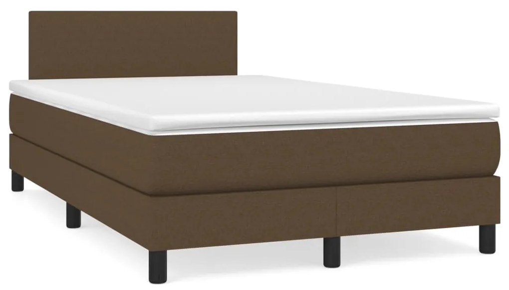 vidaXL Κρεβάτι Boxspring με Στρώμα Σκούρο Καφέ 120x200 εκ. Υφασμάτινο